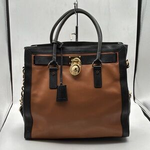 Michael Kors Black and Brown Leather Briefcase